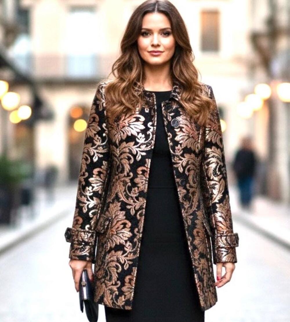 Monroe & Main Women’s Shimmer Geometric Pattern Coat Jacket Size 6